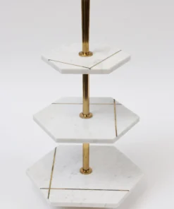 Inspire Me! Home Decor Three Tiered Marble Stand With Gold Inlay