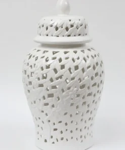Inspire Me! Home Decor White Leaf Pattern Ginger Jar (2 Sizes) 19 Inspire Me! Home Decor White Leaf Pattern Ginger Jar (2 Sizes)