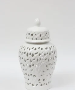 Inspire Me! Home Decor White Leaf Pattern Ginger Jar (2 Sizes) 18 Inspire Me! Home Decor White Leaf Pattern Ginger Jar (2 Sizes)