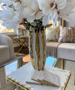 Inspire Me! Home Decor Gold & White Striped Vase (2 Sizes)