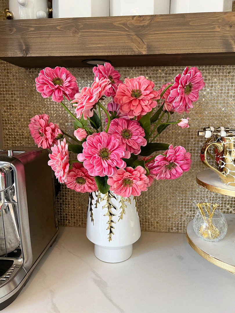 Inspire Me! Home Decor White Ceramic Vase With Gold Vine Design (3 Sizes) 7 Inspire Me! Home Decor White Ceramic Vase With Gold Vine Design (3 Sizes)