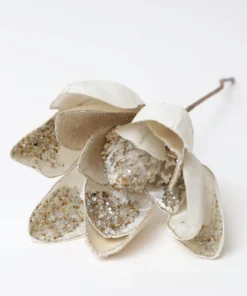 Inspire Me! Home Decor Large Beaded Ivory Magnolia Stem