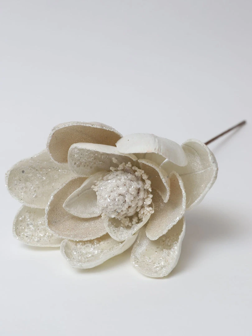 Inspire Me! Home Decor Floral Stems Large White Beaded Magnolia Stem 4 Inspire Me! Home Decor Floral Stems Large White Beaded Magnolia Stem