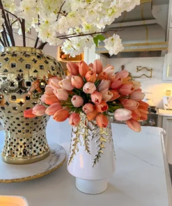 Inspire Me! Home Decor White Ceramic Vase With Gold Vine Design (3 Sizes) 13 Inspire Me! Home Decor White Ceramic Vase With Gold Vine Design (3 Sizes)