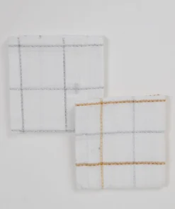 Inspire Me! Home Decor Set Of 2 Metallic Thread Gold Silver Dish Cloths