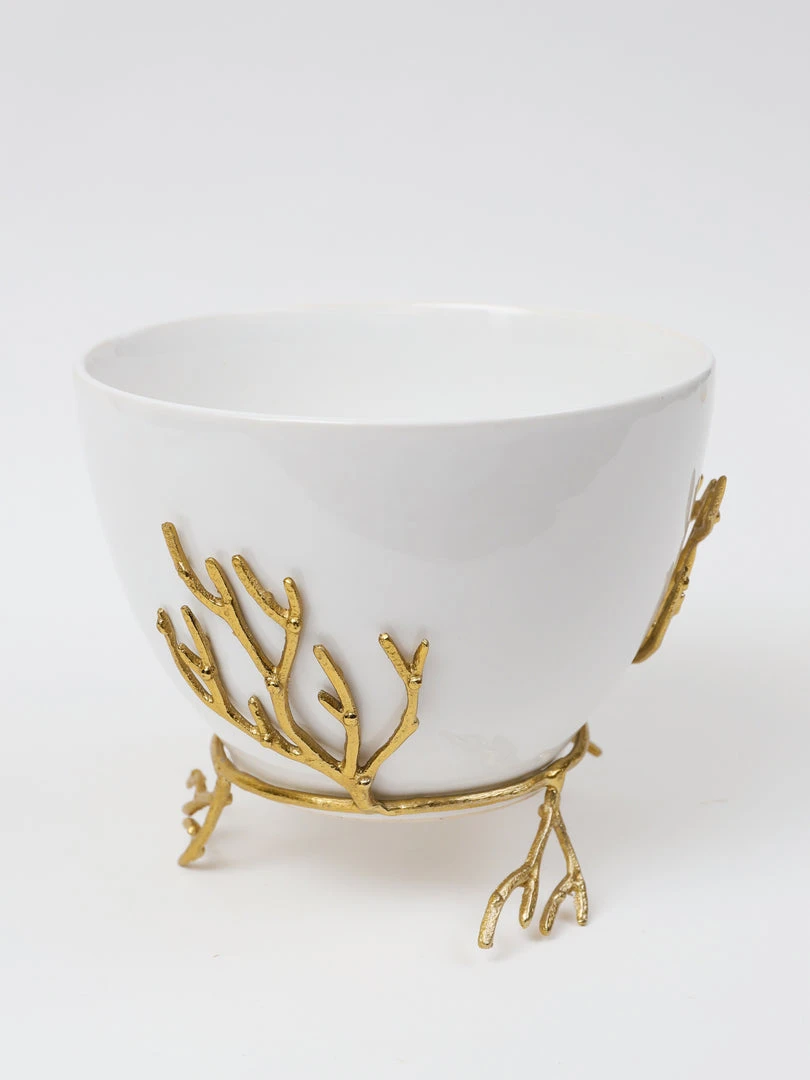 Inspire Me! Home Decor White Ceramic Bowl With Gold Textured Details (2 Sizes) " From Pops Of Color Home Collection" 4 Inspire Me! Home Decor White Ceramic Bowl With Gold Textured Details (2 Sizes) " From Pops Of Color Home Collection"