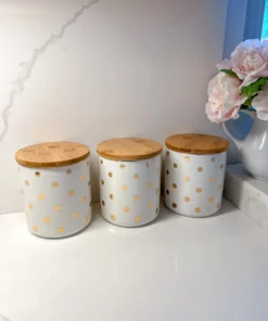 Inspire Me! Home Decor Gold Polka Dots Lidded Jar