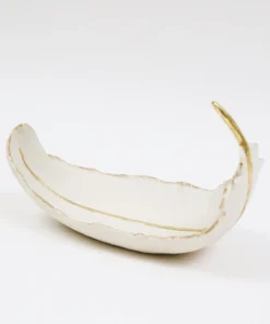 Inspire Me! Home Decor White And Gold Feather Decorative Bowl 10 Inspire Me! Home Decor White And Gold Feather Decorative Bowl