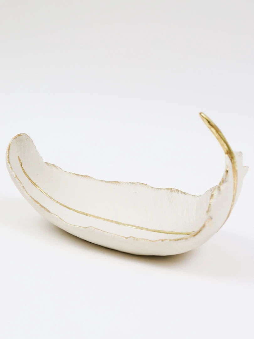 Inspire Me! Home Decor White And Gold Feather Decorative Bowl 9 Inspire Me! Home Decor White And Gold Feather Decorative Bowl