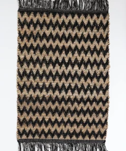 Inspire Me! Home Decor Black And Tan Chevron Fringed Rug PILLOWS, RUGS, & THROWS