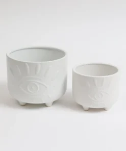 Inspire Me! Home Decor White Ceramic Evil Eye Planter (2 Sizes)