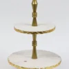 Inspire Me! Home Decor Two-Tiered Marble Cake Stand With Gold Base