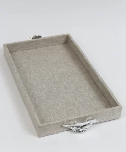 Inspire Me! Home Decor Grey Textile Tray With Silver Leaf Handle (2 Sizes) 11 Inspire Me! Home Decor Grey Textile Tray With Silver Leaf Handle (2 Sizes)