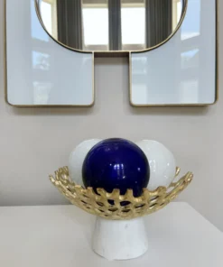 Inspire Me! Home Decor Textured Design Bowl With White Marble Base (2 Colors) "From Pops Of Color Home Collection" 14 Inspire Me! Home Decor Textured Design Bowl With White Marble Base (2 Colors)