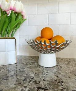 Inspire Me! Home Decor Textured Design Bowl With White Marble Base (2 Colors) "From Pops Of Color Home Collection" 12 Inspire Me! Home Decor Textured Design Bowl With White Marble Base (2 Colors)