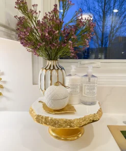 Inspire Me! Home Decor White Enameled Cake Stand With Metallic Edge (2 Colors) KITCHEN 21 Inspire Me! Home Decor White Enameled Cake Stand With Metallic Edge (2 Colors) KITCHEN