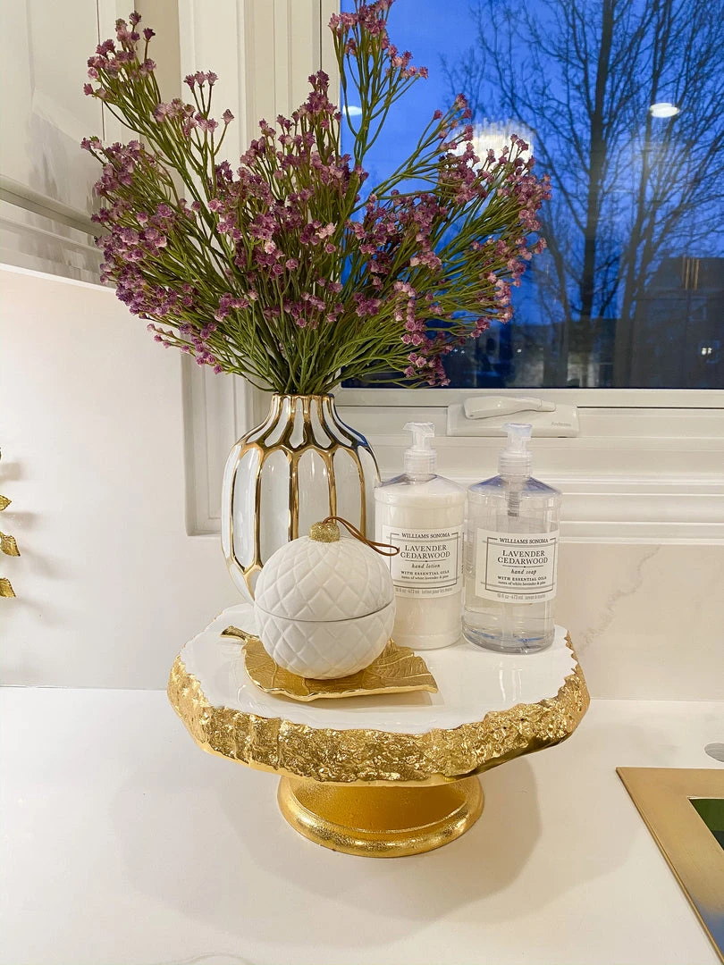 Inspire Me! Home Decor White Enameled Cake Stand With Metallic Edge (2 Colors) KITCHEN 12 Inspire Me! Home Decor White Enameled Cake Stand With Metallic Edge (2 Colors) KITCHEN