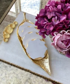 Inspire Me! Home Decor Long Slim Gold Metal Leaf Tray