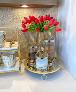 Inspire Me! Home Decor Gold Circle Mirror Tray W/ Circle Feet