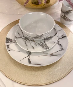 Inspire Me! Home Decor KITCHEN Metallic Marbled 16 Piece Dinner Set