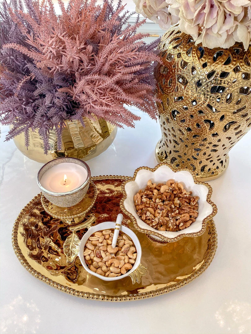 Inspire Me! Home Decor Gold Oval Beaded Platter 5 Inspire Me! Home Decor Gold Oval Beaded Platter