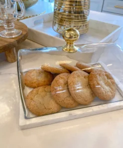 Inspire Me! Home Decor Marble Cake Platter With Metallic Handled Glass Dome (2 Colored Handles)