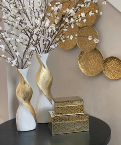 Inspire Me! Home Decor Mirror Gold Geometric Pattern Boxes (Set Of 2) 8 Inspire Me! Home Decor Mirror Gold Geometric Pattern Boxes (Set Of 2)