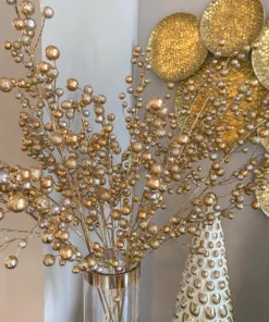 Inspire Me! Home Decor Gold And Silver Glitter Berry Stem
