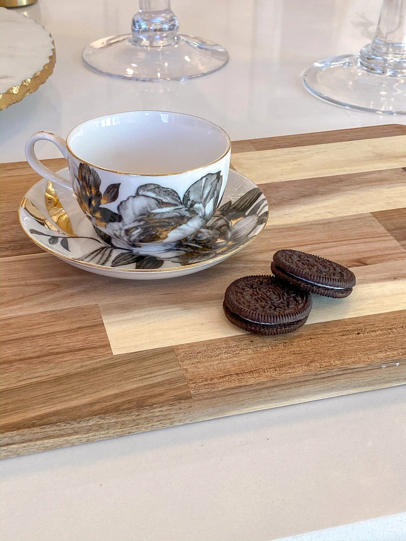 Inspire Me! Home Decor Black And Gold Metallic Peony Tea Cup & Saucer 3 Inspire Me! Home Decor Black And Gold Metallic Peony Tea Cup & Saucer