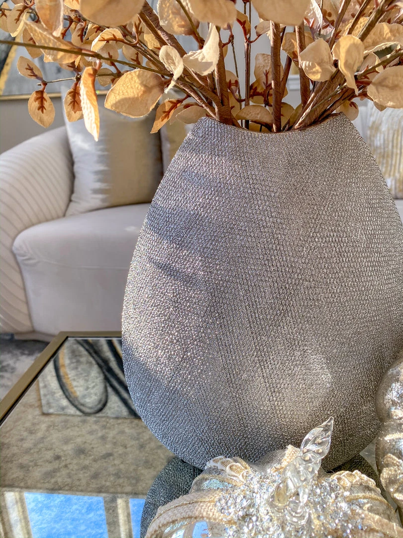 Inspire Me! Home Decor Ceramic Textured Metallic Vase ( Gold & Silver ) 8 Inspire Me! Home Decor Ceramic Textured Metallic Vase ( Gold & Silver )