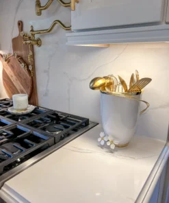 Inspire Me! Home Decor Large White Porcelain Vase With White Jeweled Flower Details