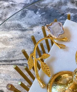 Inspire Me! Home Decor Marble Tray With Gold Agate Handles