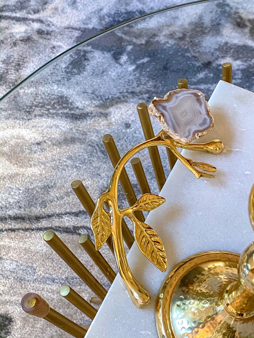 Inspire Me! Home Decor Marble Tray With Gold Agate Handles 4 Inspire Me! Home Decor Marble Tray With Gold Agate Handles