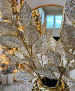 Inspire Me! Home Decor Crystal Glitter And Beaded Edge Leaf Spray