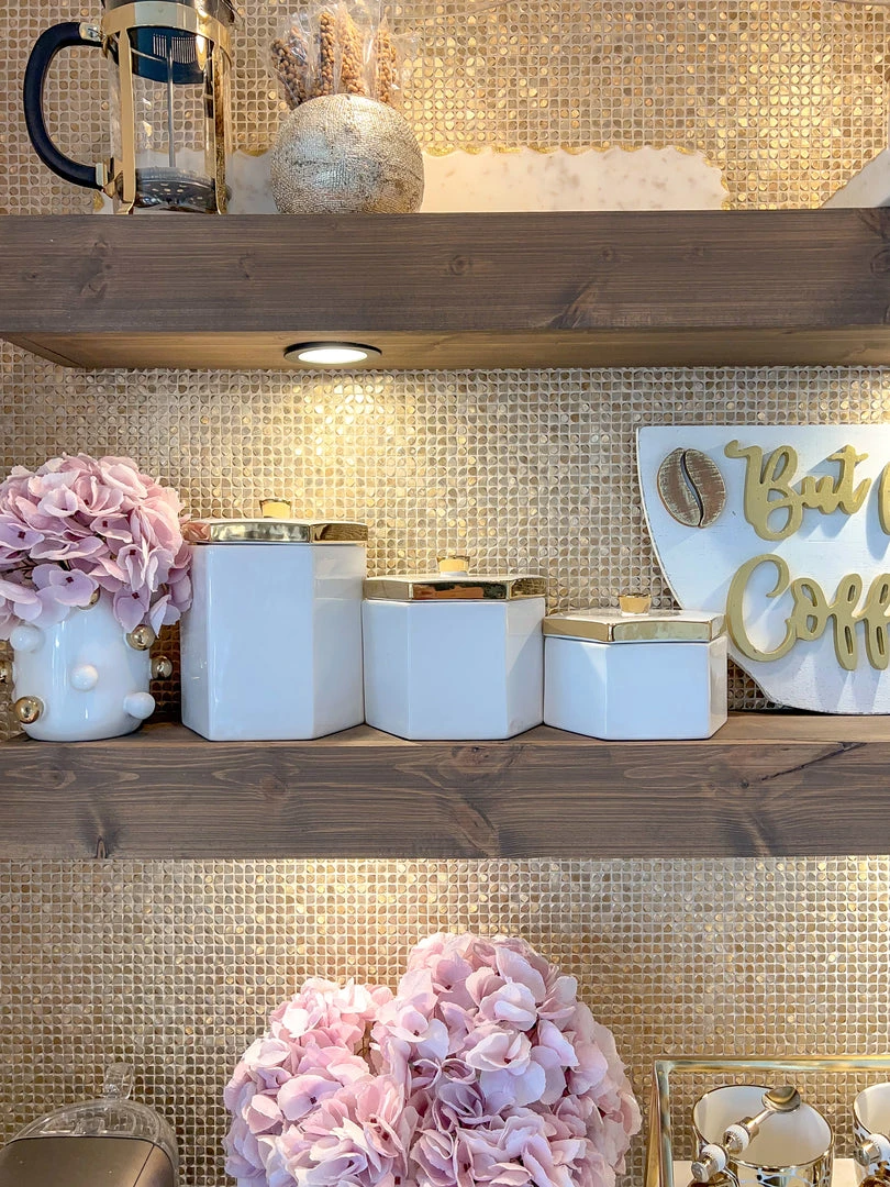 Inspire Me! Home Decor White And Gold Ceramic Jars With Lids (3 Sizes) 9 Inspire Me! Home Decor White And Gold Ceramic Jars With Lids (3 Sizes)