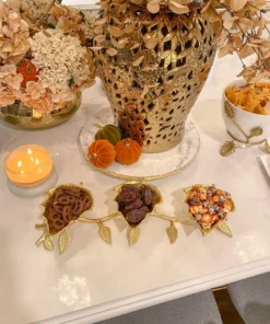 Inspire Me! Home Decor Gold Leaf 3 Section Bowls On Vine Stand