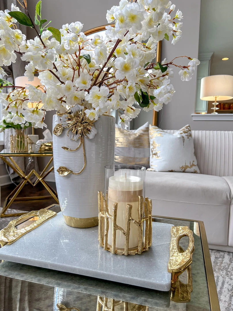 Inspire Me! Home Decor Glass Hurricane/Faux Floral Vase With Gold Twig Design (3 Sizes) 13 Inspire Me! Home Decor Glass Hurricane/Faux Floral Vase With Gold Twig Design (3 Sizes)