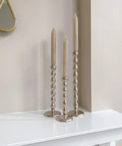 Inspire Me! Home Decor Silver Bead Design Candle Stick (3 Sizes)
