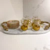 Inspire Me! Home Decor Glass Teacup Set With Gold Hammered Texture And Metal Handle (Set Of 6) 1 Inspire Me! Home Decor Glass Teacup Set With Gold Hammered Texture And Metal Handle (Set Of 6)