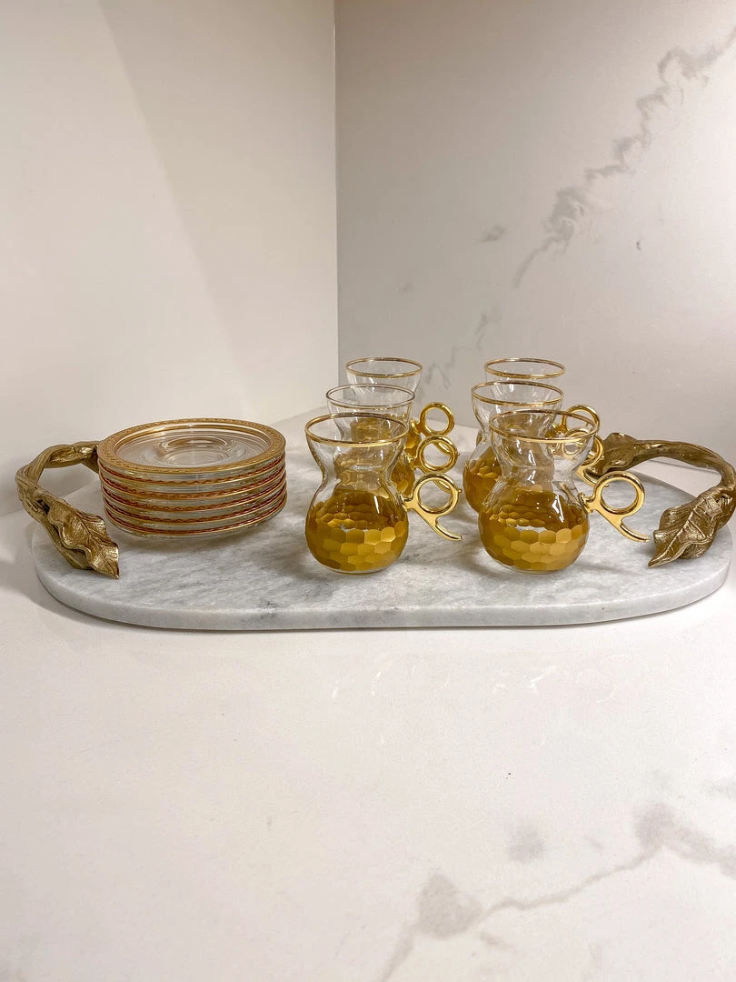 Inspire Me! Home Decor Glass Teacup Set With Gold Hammered Texture And Metal Handle (Set Of 6) 3 Inspire Me! Home Decor Glass Teacup Set With Gold Hammered Texture And Metal Handle (Set Of 6)