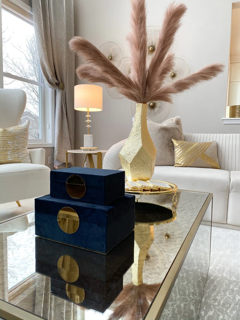 Inspire Me! Home Decor Set Of 2 Velvet Black Boxes With Gold Circle 3 Inspire Me! Home Decor Set Of 2 Velvet Black Boxes With Gold Circle