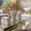 Inspire Me! Home Decor White Vase With Gold Floral Detail (2 Sizes) 1 Inspire Me! Home Decor White Vase With Gold Floral Detail (2 Sizes)