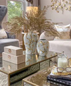 Inspire Me! Home Decor White Vase With Gold Floral Detail (2 Sizes)