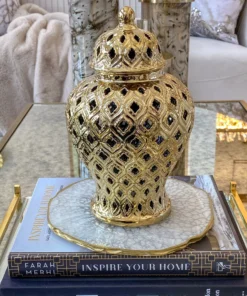 Inspire Me! Home Decor Extra Mini/Miniature Gold Ginger Jar