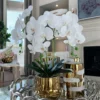 Inspire Me! Home Decor White Faux Orchid In Shiny Gold Pot "From Pops Of Color Home Collection" Floral Stems
