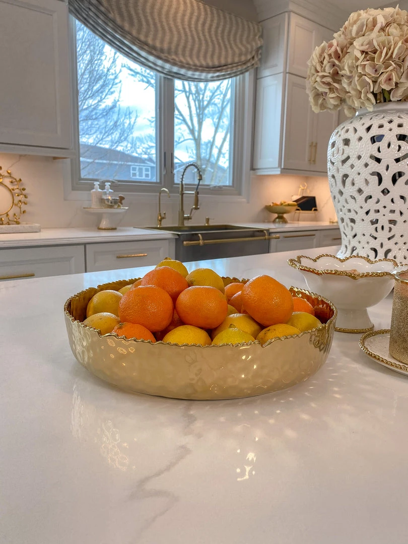 Inspire Me! Home Decor X-Large Textured Gold Shallow Bowl 8 Inspire Me! Home Decor X-Large Textured Gold Shallow Bowl