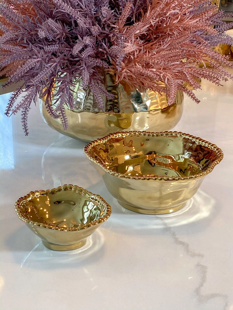 Inspire Me! Home Decor Gold Wavy Beaded Bowls (2 Sizes) 3 Inspire Me! Home Decor Gold Wavy Beaded Bowls (2 Sizes)