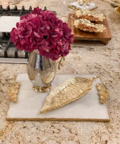 Inspire Me! Home Decor Long Slim Gold Metal Leaf Tray