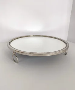 Inspire Me! Home Decor Silver Circle Mirror Tray W/ Circle Feet
