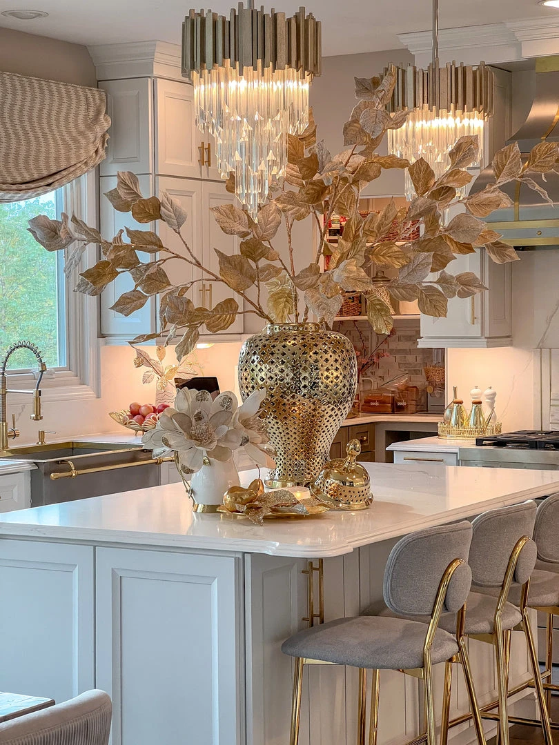 Inspire Me! Home Decor Extra Tall Gold Leaf Stem With Faux Snow 6 Inspire Me! Home Decor Extra Tall Gold Leaf Stem With Faux Snow